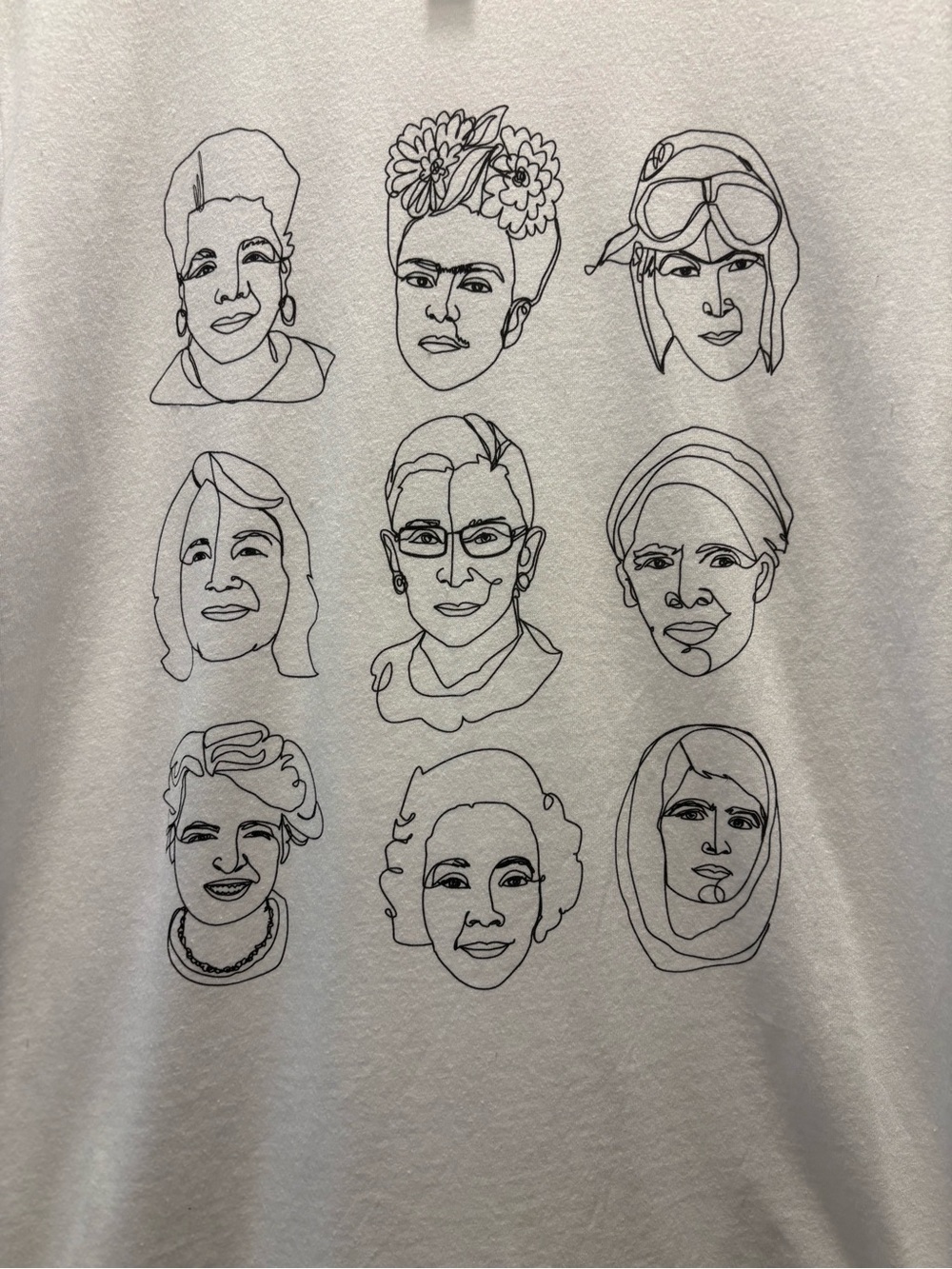 Feminist Icon Line Art Graphic Tee Women's Empowerment Statement T-Shirt Size S